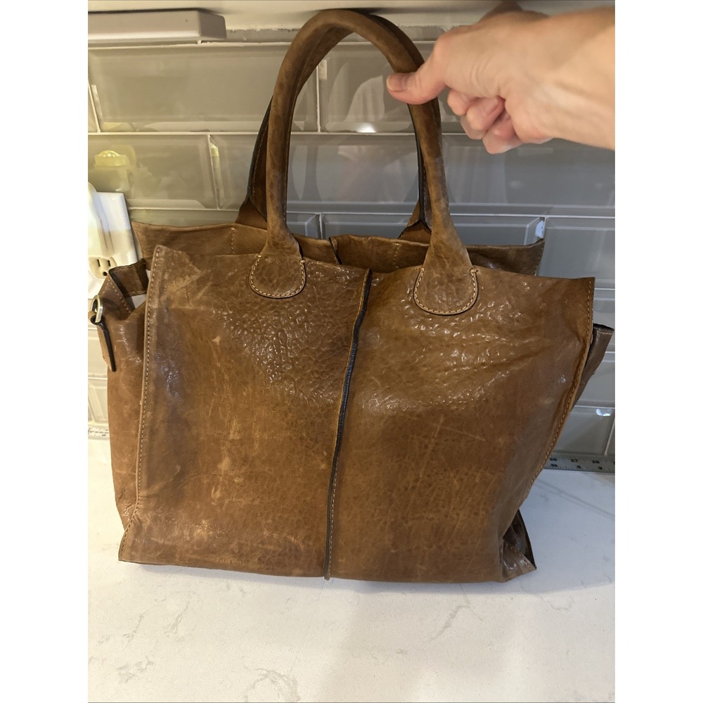 Maxon Collection made in Italy Genuine Leather Caramel Brown VTG tote Workbag